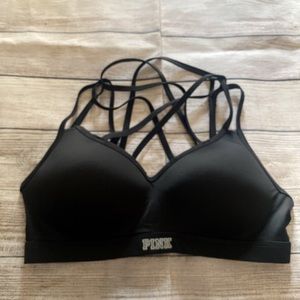 Pink push-up sports bra